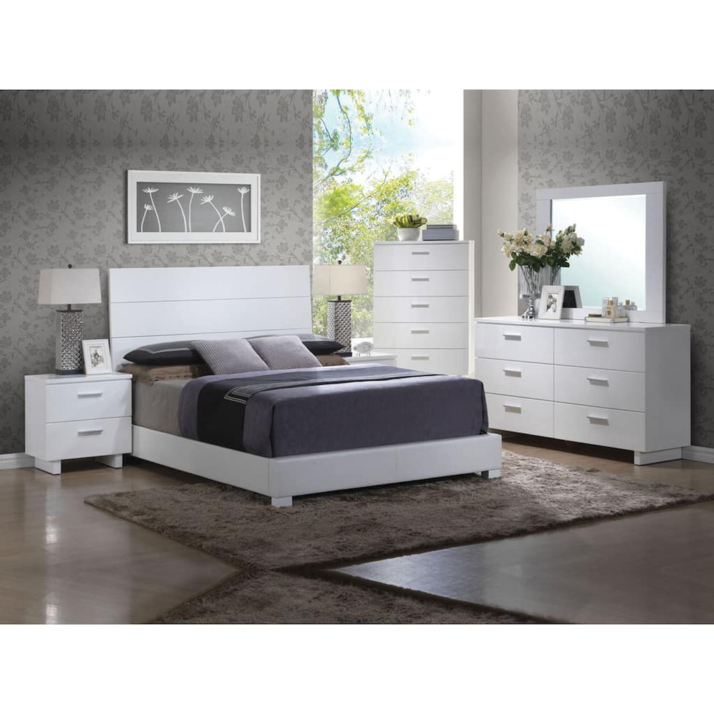 Acme Furniture Lorimar Glossy White 4-Piece Bedroom Set
