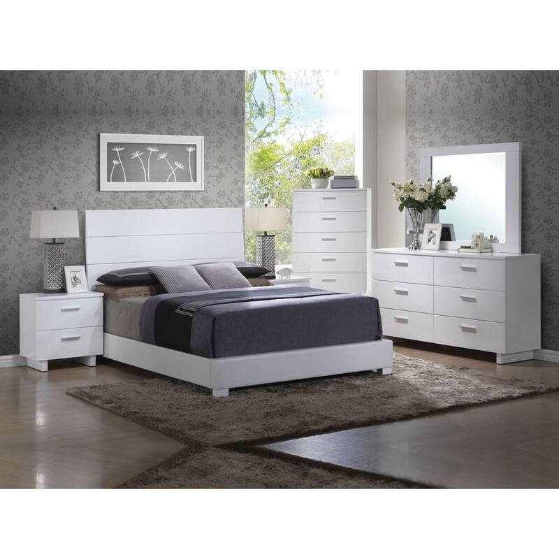 Acme Furniture Lorimar Glossy White 4-Piece Bedroom Set
