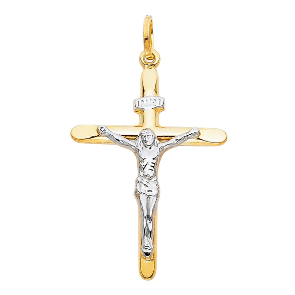 2 tone crucifix pendant