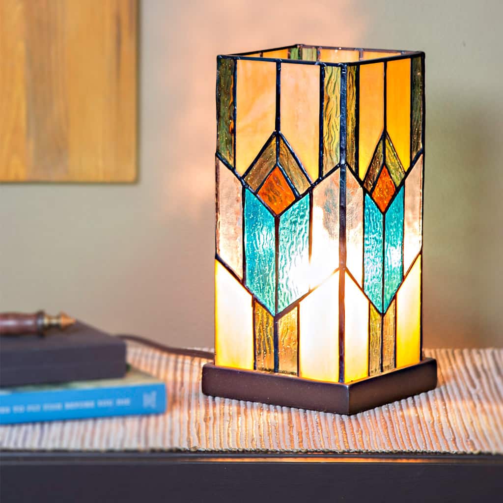 River of Goods Bronze Stained Glass 10.5-inch High Mission-style Uplight Accent Lamp