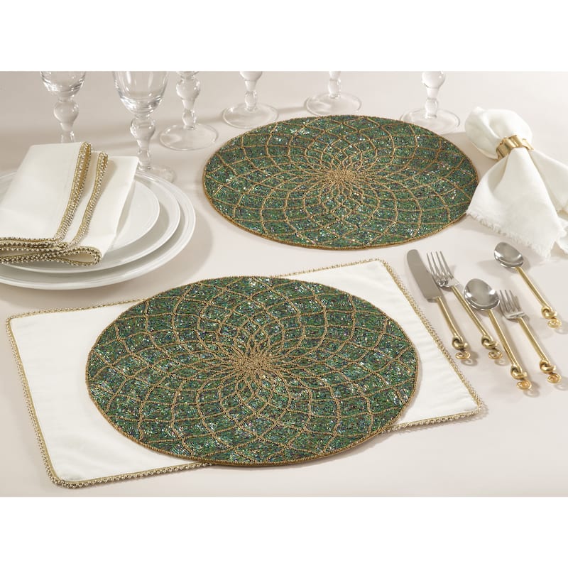 Belagavi Collection Beaded Design Placemats (Set of 4)