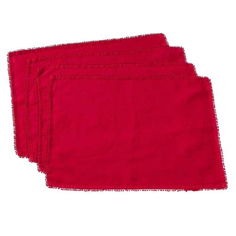 Placemats With Pom Pom Design (Set of 4)