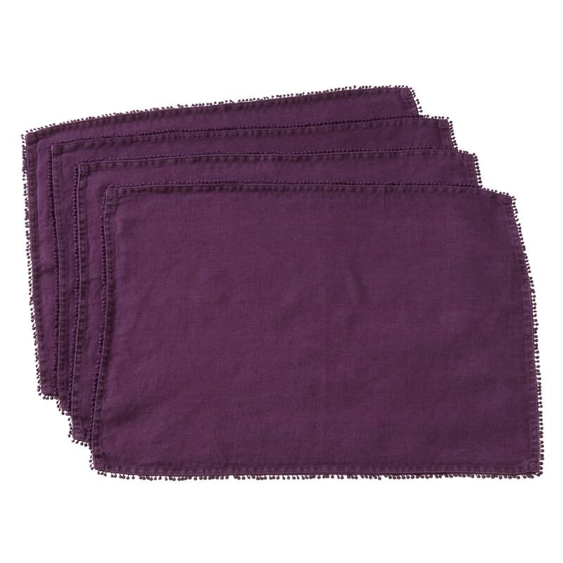 Placemats With Pom Pom Design (Set of 4)