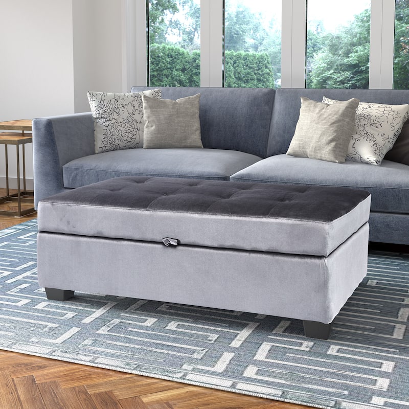 Antonio Velvet Upholstered Storage Ottoman