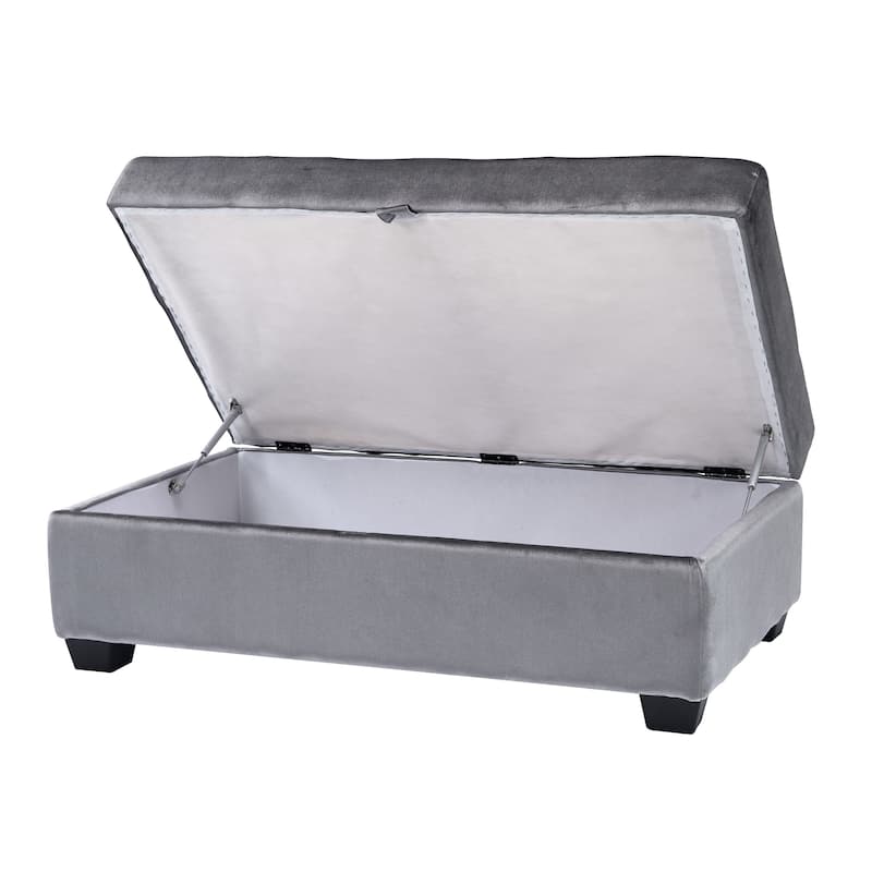 Antonio Velvet Upholstered Storage Ottoman