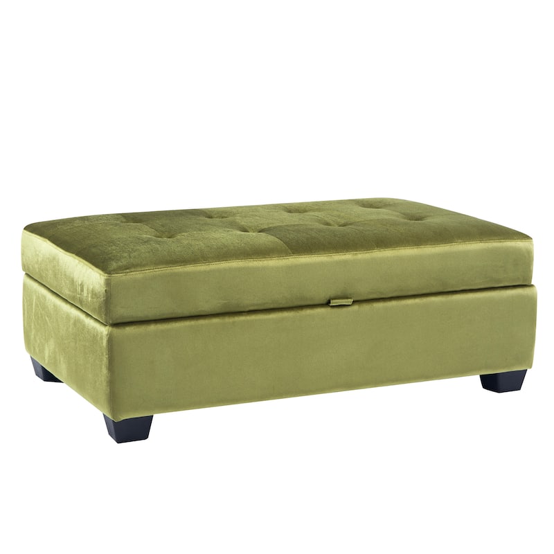 Antonio Velvet Upholstered Storage Ottoman - Green
