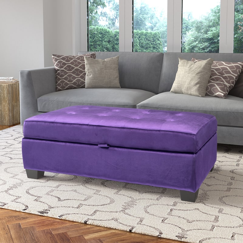 Antonio Velvet Upholstered Storage Ottoman