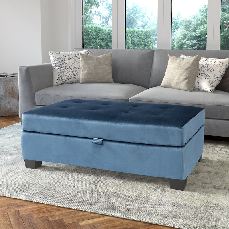 Antonio Velvet Upholstered Storage Ottoman