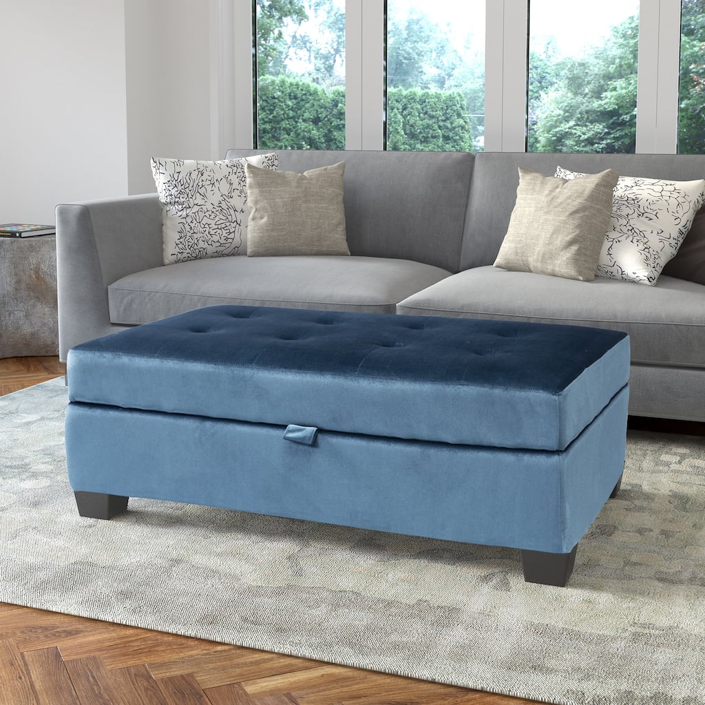 Antonio Velvet Upholstered Storage Ottoman