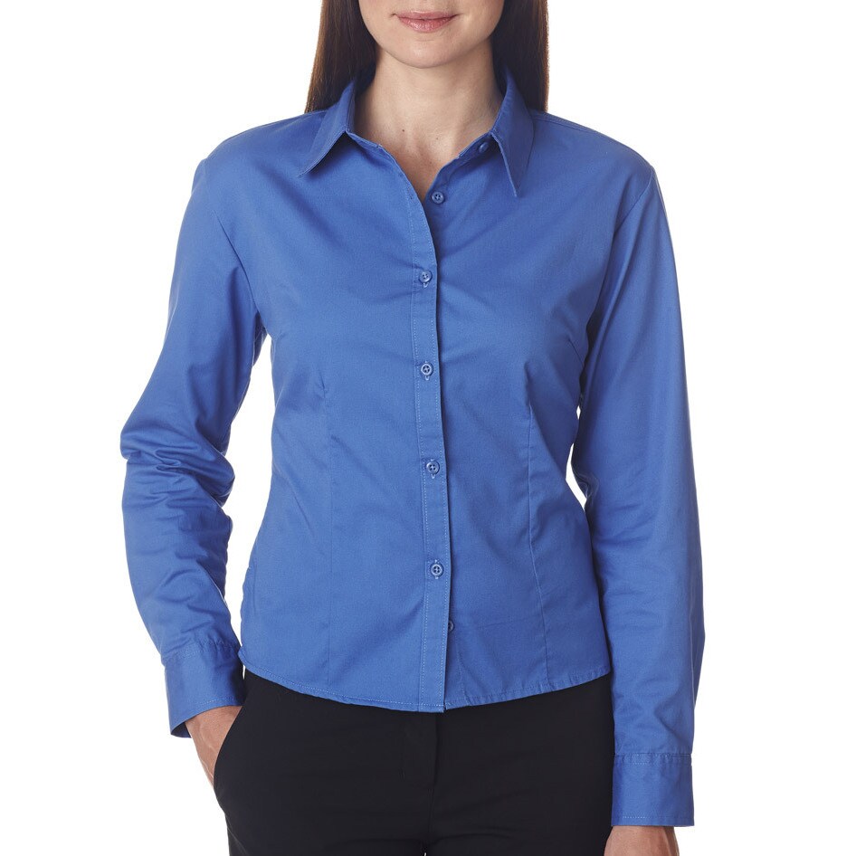 royal blue button down shirt women's