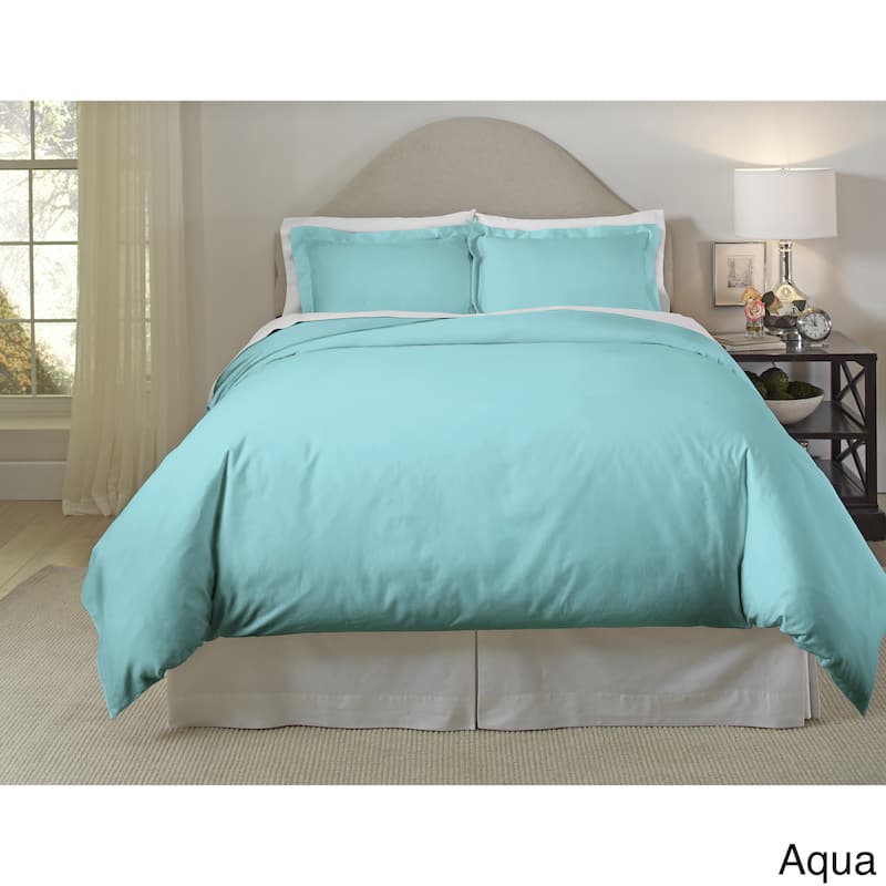 Porch & Den Red Cliff 410 Thread Count Long Staple Cotton Duvet Cover Set - Aqua - Full/Queen
