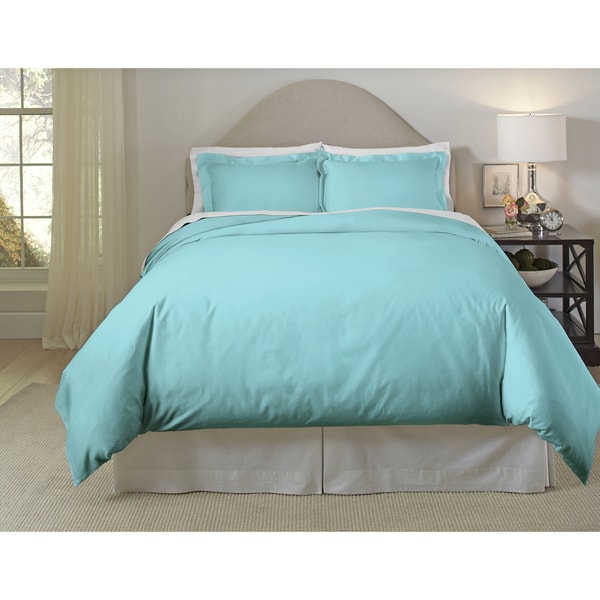 Pointehaven 410 Thread Count Long Staple Cotton Duvet Cover Set