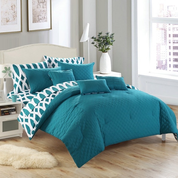 Chic Home Stein Teal Diamond 10-Piece Bed In a Bag