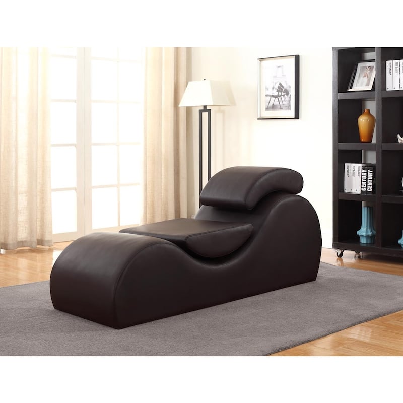 Faux Leather Yoga & Stretch Relax Chaise - Chocolate