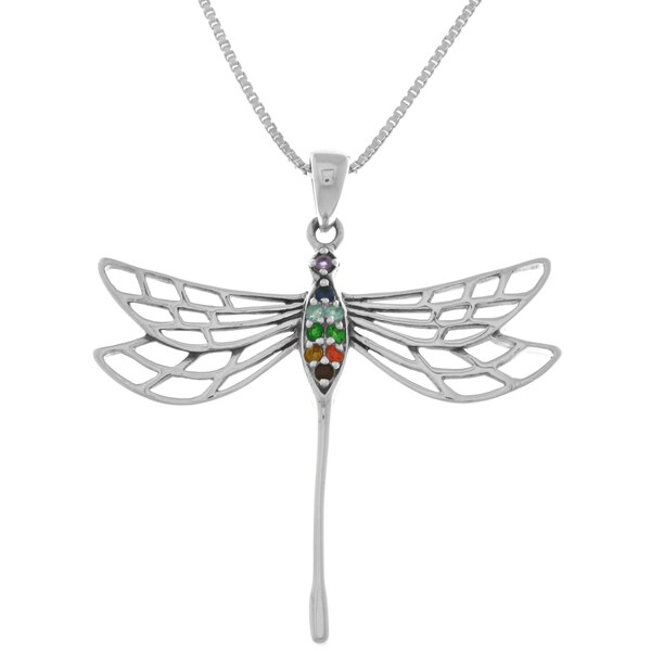 Shop Sterling Silver Large Chakra Dragonfly Pendant Necklace Ships To