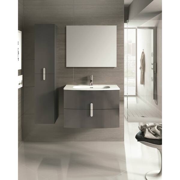 Shop Eviva 31 Inch Grey Round Wall Mounted Modern Bathroom Vanity