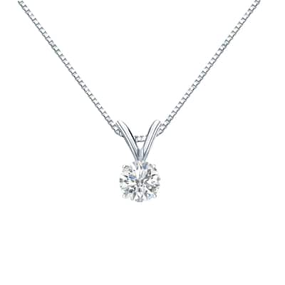 Auriya 18k Gold 1/4ct TDW Round-Cut Diamond 4-Prong Solitaire Necklace (I-J, SI2-SI3)