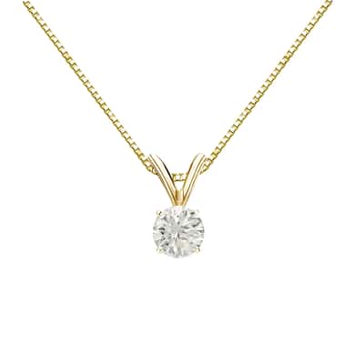 Auriya 1/4ctw Round Solitaire Diamond Necklace 18k Gold (J-K, I1-I2)