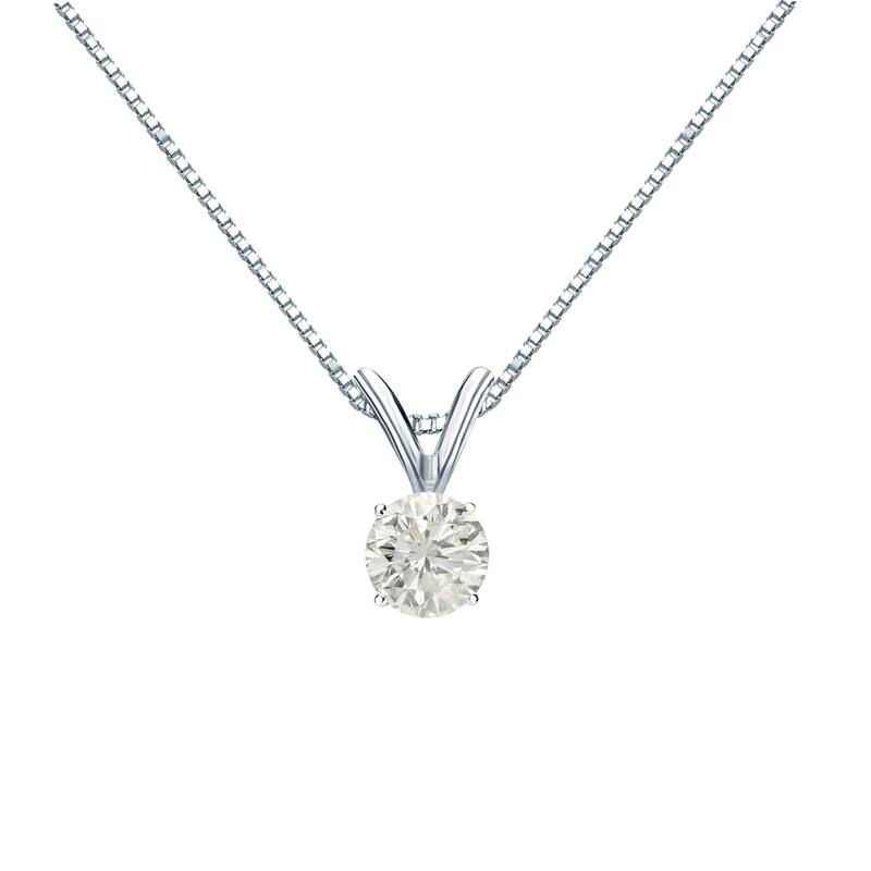 Auriya 1/4ctw Round Solitaire Diamond Necklace 18k Gold (J-K, I1-I2)