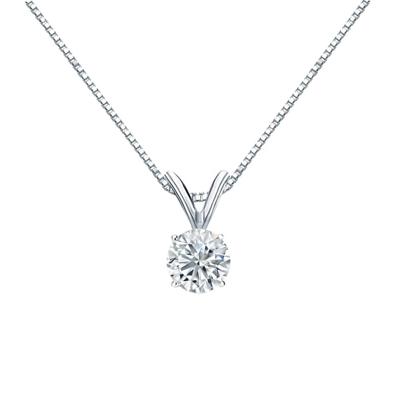 Auriya 18k Gold 1/3ct TDW Round Diamond Solitaire Necklace (H-I, VS1-VS2)
