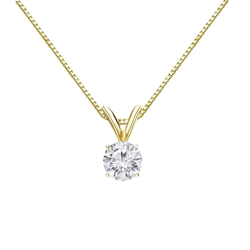 Auriya 18k Gold 1/3ct TDW Round Diamond Solitaire Necklace (H-I, VS1-VS2) - Yellow