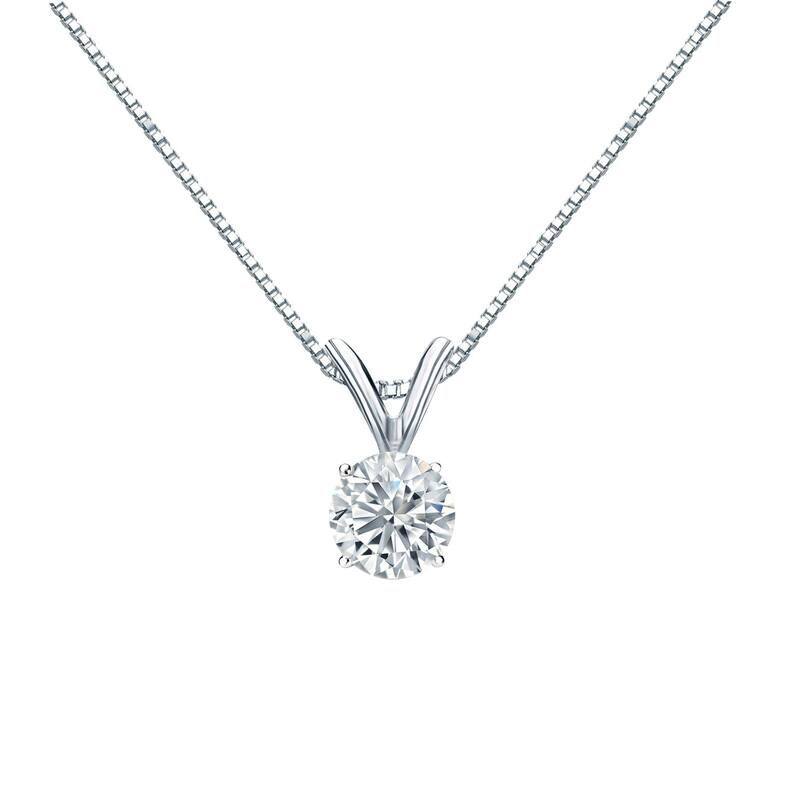 Auriya 18k Gold 1/3ct TDW Round Diamond Solitaire Necklace (H-I, VS1-VS2) - White