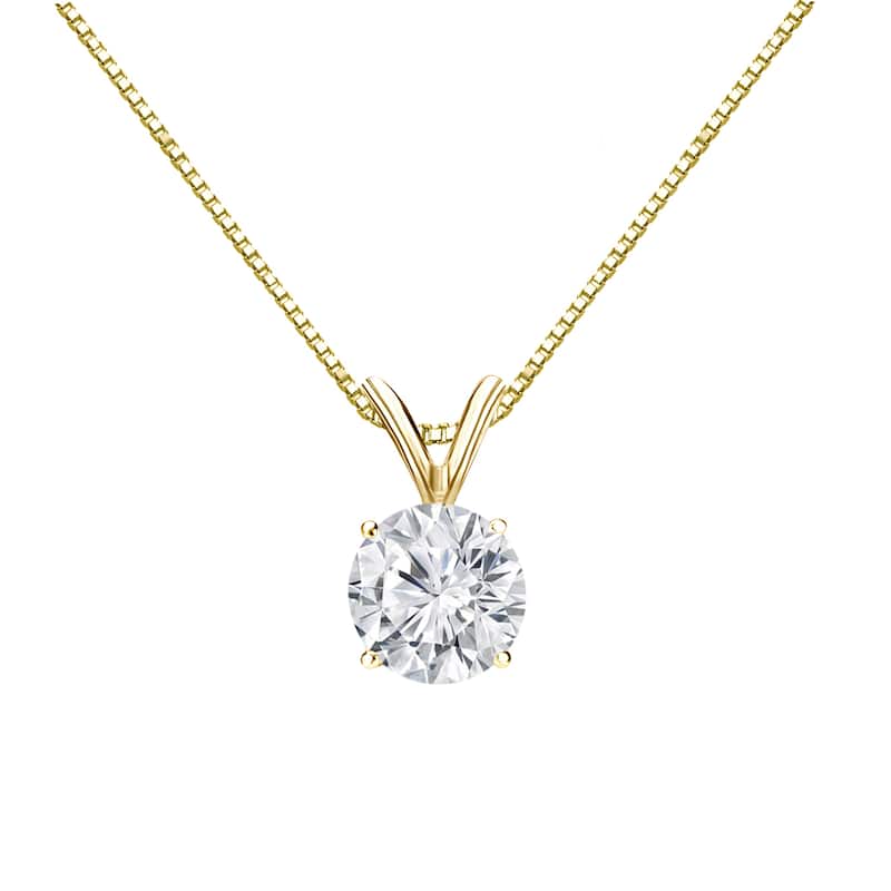 Auriya 18k Gold 3/4ct TDW Round Diamond Solitaire Necklace (H-I, VS1-VS2)