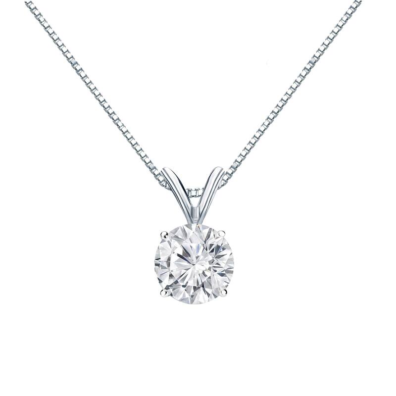 Auriya 18k Gold 3/4ct TDW Round Diamond Solitaire Necklace (H-I, VS1-VS2)