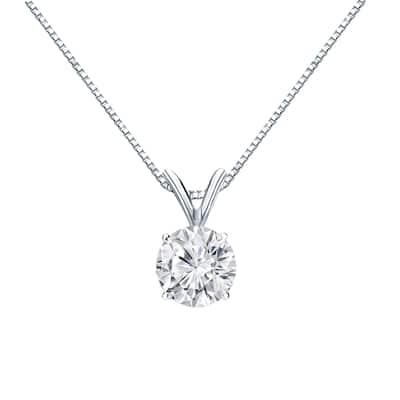 Auriya 18k Gold 3/4ct TDW Round Diamond Solitaire Necklace (H-I, VS1-VS2)