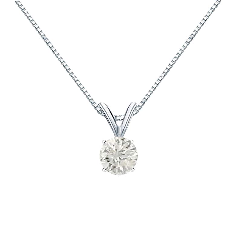 Auriya 18k Gold 1/3ct TDW Round Diamond Solitaire Necklace (J-K, I1-I2)