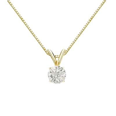 Auriya 18k Gold 1/3ct TDW Round Diamond Solitaire Necklace (J-K, I1-I2)