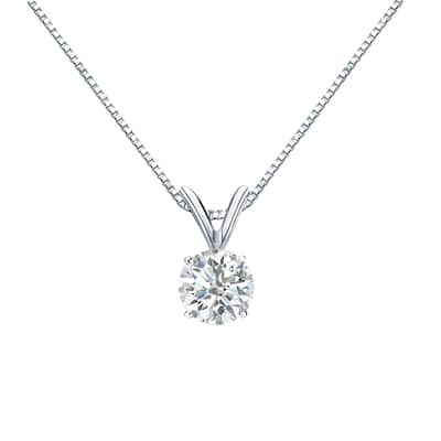 Auriya 1/2ctw Round Solitaire Diamond Necklace 18k Gold (H-I, SI1-SI2)