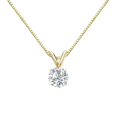Auriya 1/2ctw Round Solitaire Diamond Necklace 18k Gold (I-J, SI2-SI3)