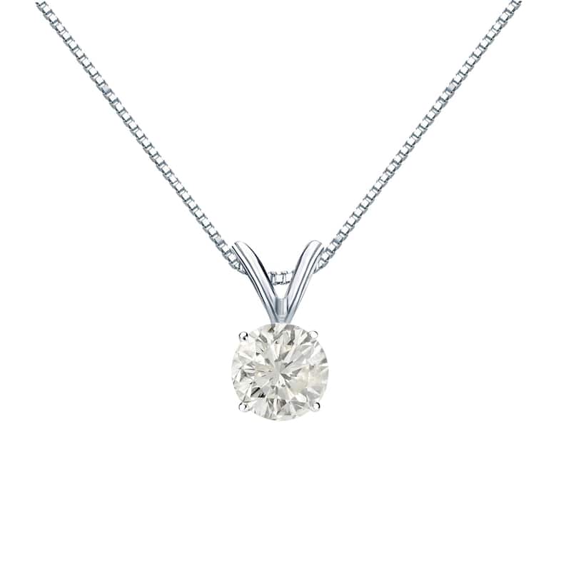 Auriya 1/2ctw Round Solitaire Diamond Necklace 18k Gold (J-K, I1-I2)
