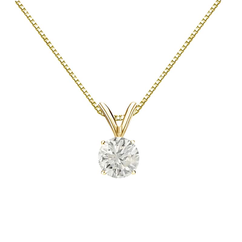 Auriya 1/2ctw Round Solitaire Diamond Necklace 18k Gold (J-K, I1-I2)