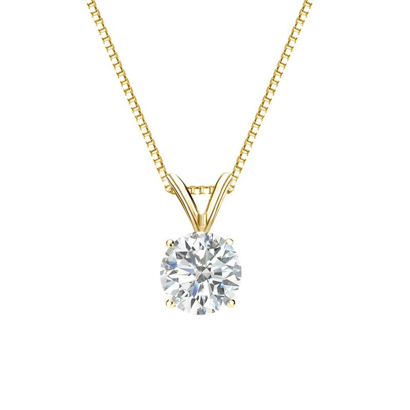 Auriya 3/4ctw Round Solitaire Diamond Necklace 18k Gold (H-I, SI1-SI2)