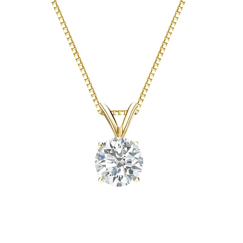 Auriya 18k Gold 3/4ct TDW Round Diamond Solitaire Necklace (I-J, I2-I3)