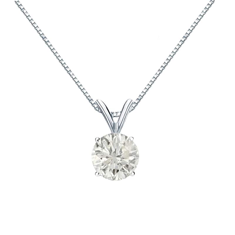 Auriya 3/4ctw Round Solitaire Diamond Necklace 18k Gold (J-K, I1-I2)