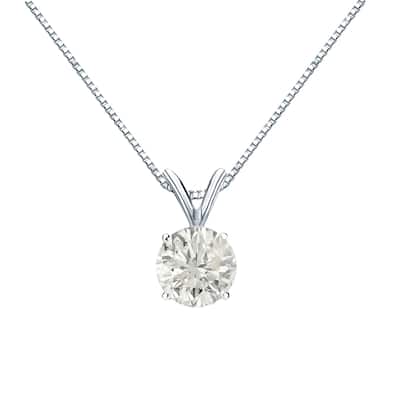 Auriya 3/4ctw Round Solitaire Diamond Necklace 18k Gold (J-K, I1-I2)