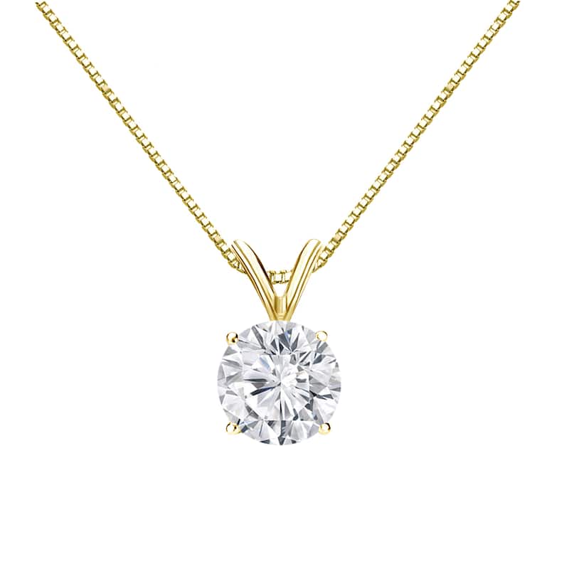 Auriya 1ctw Round Solitaire Diamond Necklace 18k Gold (H-I, VS1-VS2) - Yellow