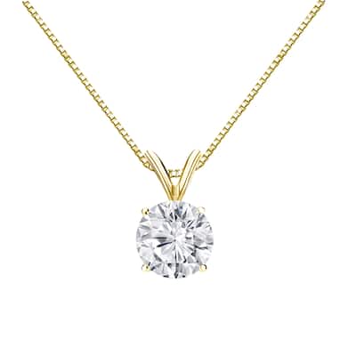 Auriya 1ctw Round Solitaire Diamond Necklace 18k Gold (H-I, VS1-VS2)