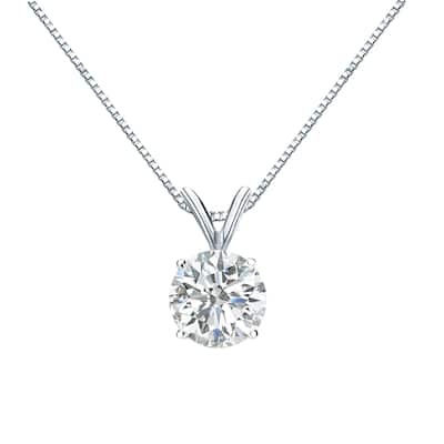 Auriya 1ctw Round Solitaire Diamond Necklace 18k Gold (H-I, SI1-SI2)