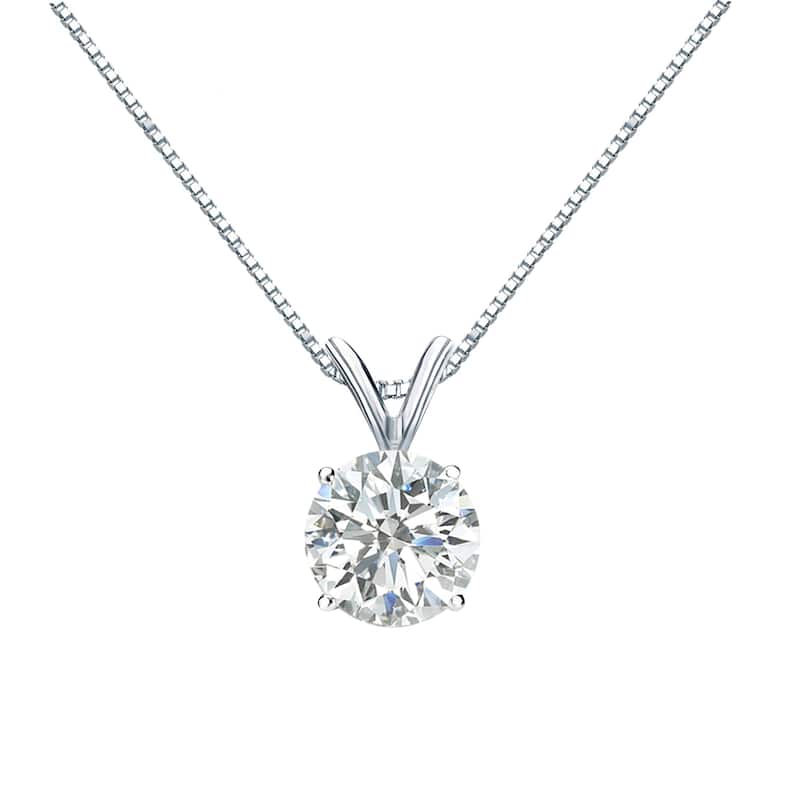 Auriya 1ctw Round Solitaire Diamond Necklace 18k Gold (I-J, SI2-SI3)