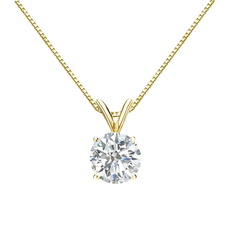 Auriya 1ctw Round Solitaire Diamond Necklace 18k Gold (I-J, SI2-SI3)