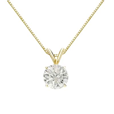 Auriya 18k Gold 1ct TDW Round Diamond Solitaire Necklace (J-K, I1-I2)