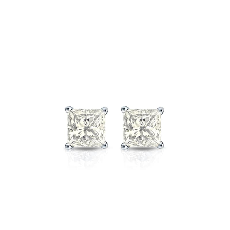 Auriya 14k Gold 1/4ctw Princess-cut Diamond Stud Earrings (J-K, I2-I3)