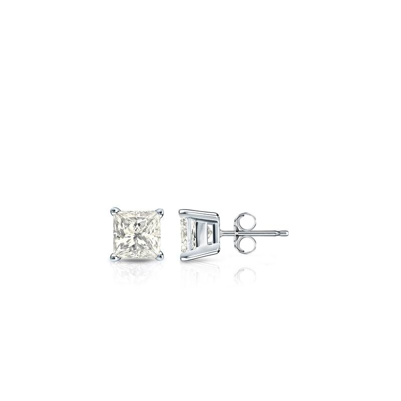 Auriya 14k Gold 1/4ctw Princess-cut Diamond Stud Earrings (J-K, I2-I3) - White