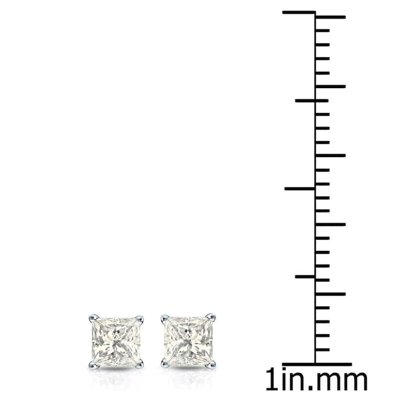 Auriya 14k Gold 1/3ctw Princess-cut Diamond Stud Earrings (J-K, I2-I3)