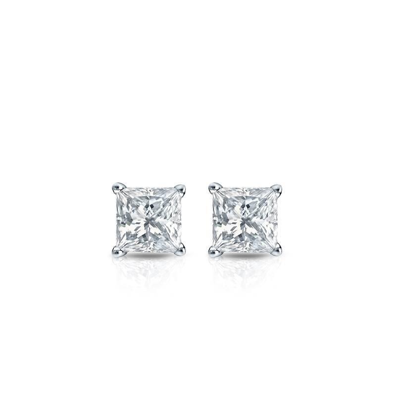 Auriya 14k Gold 1/4ctw Princess-cut Diamond Stud Earrings (H-I, SI1-SI2)