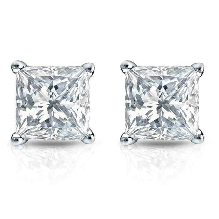 Auriya 14k Gold 1/4ctw Princess-cut Diamond Stud Earrings (I-J, SI2-SI3)